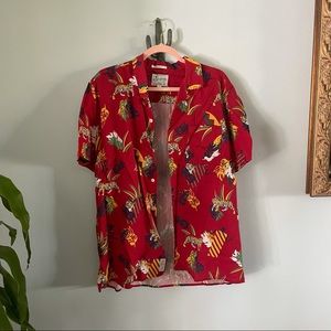 Lucky brand button up shirt. Tiger print. Short sleeve
